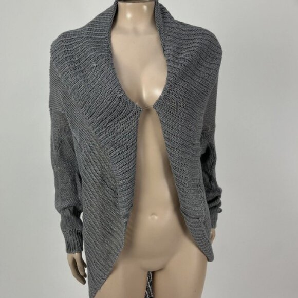NWOT VINCE Gray Loose Knit Linen Cardigan Sweater with Shawl Collar - Picture 5 of 14